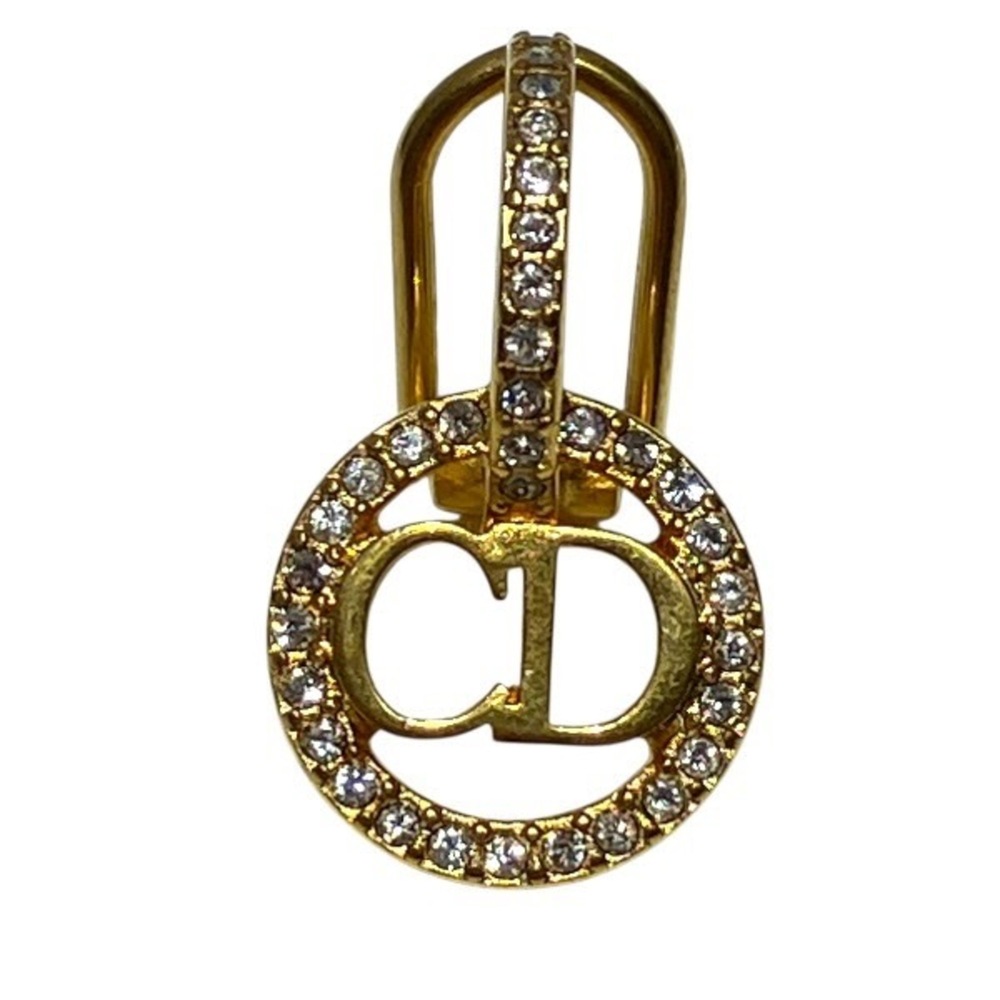 Christian Dior CD logo earrings with rhinestone on one side only. A stylish a...